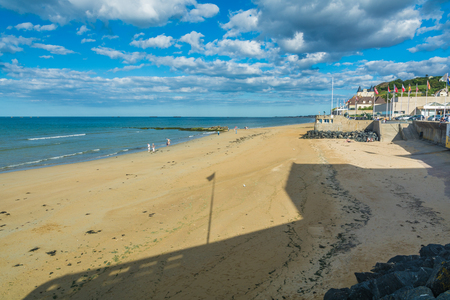Arromanches, France - September 9, 2016: Arromanches is remembered as a historic place of the Normandy landings and in particular as the place where an artificial port was installed. This artificial port allowed the disembarkation of 9,000 tons of materiaのeditorial素材