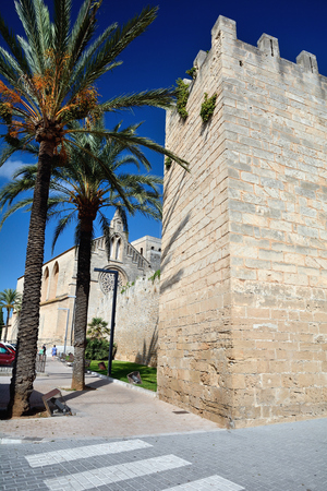 Alcudia, Majorca, Spain - September 5, 2013: The Church of St. Jaume is a Roman Catholic church in Alcudia. The construction is neo-Gothic with a major reconstruction of part of the building being completed in 1893.のeditorial素材