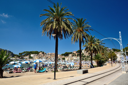 Port de Soller, Majorca, Spain - September 6, 2013: Port de Soller is a village and the port of the...