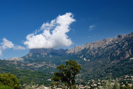 The view of the mountains when you're leaving Soller by train. It's one of the highest mountains of Majorca.の写真素材