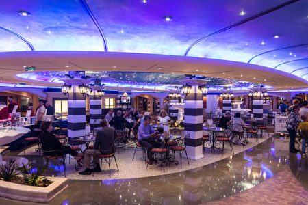 Hirtshals, Denmark - September 8, 2017: One of the bar on the MSC Fantasiaのeditorial素材