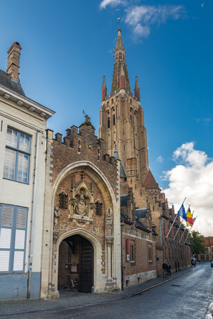 Bruges, Belgium - September 14, 2017: The Gruuthusemuseum is a museum of applied arts in Bruges, located in the medieval Gruuthuse, the house of Louis de Gruuthuse.のeditorial素材