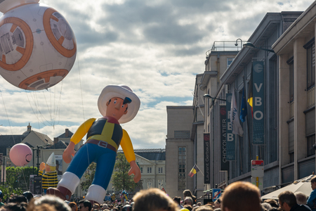 Brussels, Belgium - September 15,2018 : Brussels celebrates the comic strip festival with exhibitions, meetings with authors, and a balloons parade.のeditorial素材