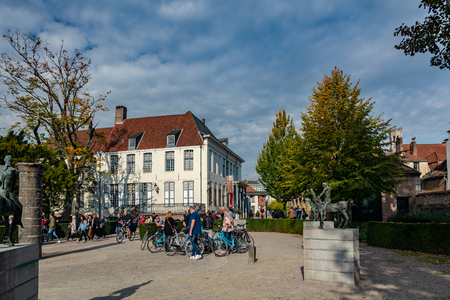 Bruges, Belgium - October 6, 2018: Arentshuis is a neoclassical building from the last quarter of the 18th century, and is now a museum about paintings.のeditorial素材