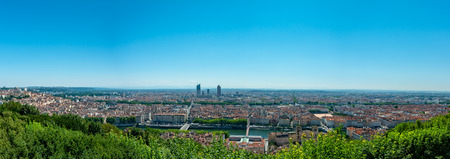 Panoramic view of Lyon from Basilica de Fourviere.の写真素材