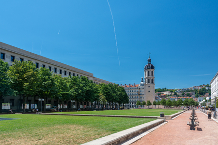 Lyon, France - July 18, 2018: Bell Tower of Charity near the Place Bellecour.のeditorial素材