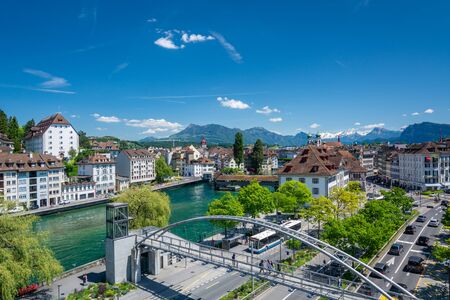 Lucerne, Switzerland - May 31, 2019 : Lucerne is one of the most beautiful town of Switzerland.