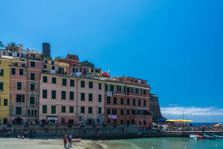Vernazza, Italy - June 3, 2019 : Vernazza is one of the five towns that make up the Cinque Terre region. Vernazza and remains one of the truest fishing villages on the Italian Riviera.のeditorial素材