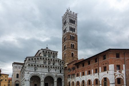 Lucca, Italy - June 6, 2019 : Lucca Cathedral (Duomo di Lucca, Cattedrale di San Martino) is a Roman Catholic cathedral dedicated to Saint Martin of Tours. It is the seat of the Archbishop of Lucca.のeditorial素材