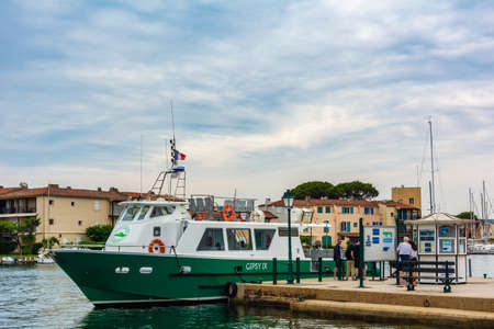 Port Grimaud, France - June 11, 2019 : Port Grimaud, the Venice of Provence, seaside town created by architect FranÃ§ois Spoerry by modifying the marshes of the river Giscle on the bay of Saint-Tropez.のeditorial素材