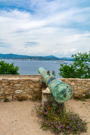 Saint-Tropez, France - June 11, 2019 : Tourists visiting the Citadel in St Tropez, an amazing piece of architecture and offers great views of the town and bay beyond.のeditorial素材