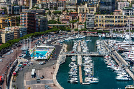 Monte Carlo, Monaco - June 13, 2019 : Monte Carlo is a city in Monaco, situated on a prominent...