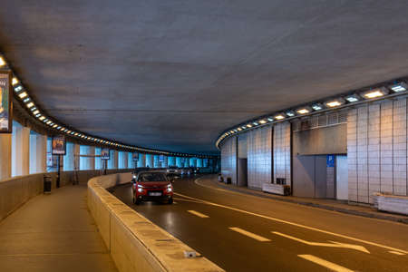 Monte Carlo, Monaco - June 13, 2019 : Monte Carlo street curve with formula one tunnel in a sunny summer day in Monte Carlo, Monacoのeditorial素材