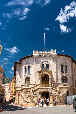 Monte Carlo, Monaco - June 13, 2019 : People visiting the palace of Justice in Rue Colonel Bellando de Castro, in Monaco.のeditorial素材