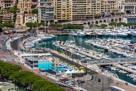Monte Carlo, Monaco - June 13, 2019 : Monte Carlo is a city in Monaco, situated on a prominent escarpment at the base of the Maritime Alps along the French Riviera.のeditorial素材