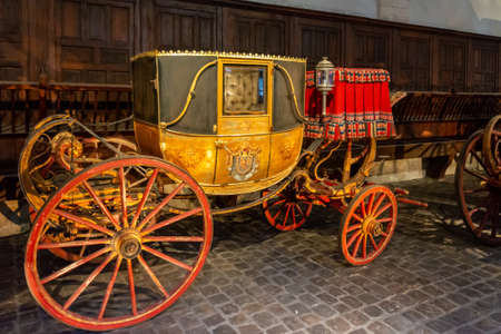 Versailles, France - August 28, 2019: Gallery of Coaches is a free museum located next to the Castle of Versailles, with lots of old carriages to seeのeditorial素材