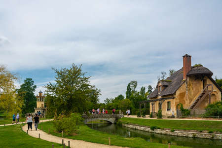 Versailles, France - August 28, 2019: The Dovecote in the Queen's Hamlet in Versailles is the last remaining building of the four that formerly stood hereのeditorial素材