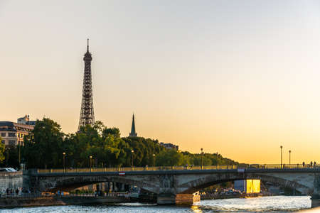 Paris, France - August 29, 2019: The Eiffel Tower in Paris, France, one of the most iconic landmarks of Paris, France and Europe.のeditorial素材