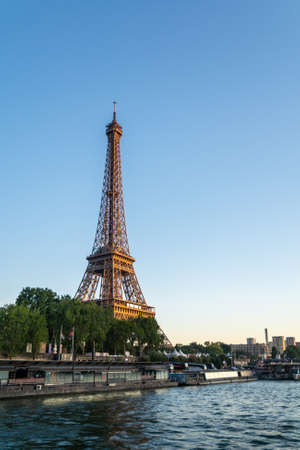 Paris, France - August 29, 2019: The Eiffel Tower in Paris, France, one of the most iconic landmarks of Paris, France and Europe.のeditorial素材