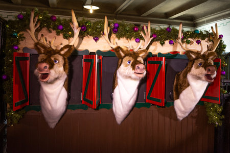 Toronto, ON, Canada - December 20, 2022: Casa Loma castle in Toronto during Christmas time. The place is part of the Canadian National Heritage and a tourist attraction.のeditorial素材