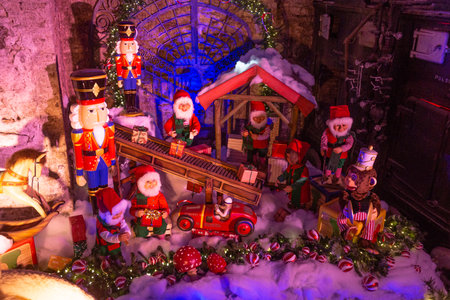 Toronto, ON, Canada - December 20, 2022: Casa Loma castle in Toronto during Christmas time. The place is part of the Canadian National Heritage and a tourist attraction.のeditorial素材