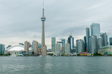 Toronto, ON, Canada - August 21, 2022: View of Downtown Toronto from the Toronto Islands during Day...