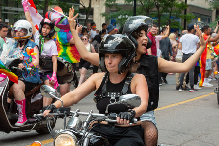 Toronto, ON, Canada â June 26, 2022: Toronto bikers on motorcycles during at the 2022 Annual Pride Parade of Pride Month in Toronto Downtownのeditorial素材