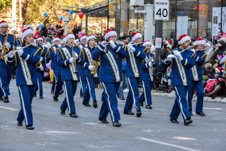 Toronto, ON, Canada â November 17, 2019: Orchestra musicians take part in the Toronto Santa Claus Parade in Downtownのeditorial素材