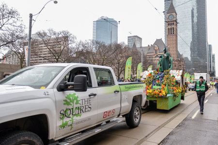 Toronto, ON, Canada â March 10, 2019:  People Take Part in the St Patrick's Day Parade in Downtown Torontoのeditorial素材