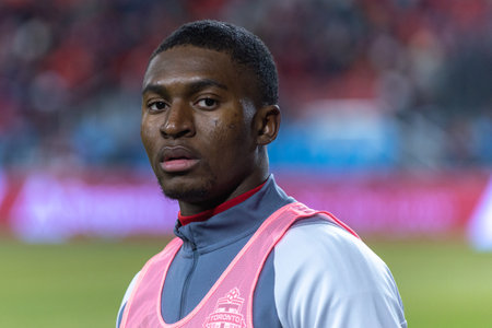 Toronto, ON, Canada - Match 23: Hugo Mbongue #83 forward of the Toronto FC during the 2023 MLS...