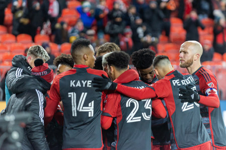 Toronto, ON, Canada - Match 18, 2023:     Toronto FC football players slebrate the goal during the...