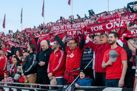 Toronto, ON, Canada - April 15: Toronto FC fans support theit team during the 2023 MLS Regular...