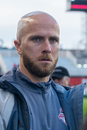 Toronto, ON, Canada - April 15, 2023:  Michael Bradley #4 midfielder of the Toronto FC before the...
