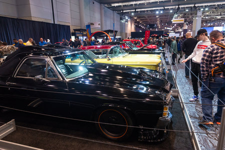 Toronto, ON, Canada - February 21, 2023: The life-sized Hot Wheels vehicles from the Hot Wheels Garage of Legends and collector cars are presented at the 2023 Canadian International AutoShow (Feb. 17-26)のeditorial素材