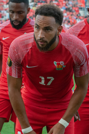 Toronto, ON, Canada - June 27, 2023:  Anthony Baron (#17) during the  2023 Concacaf Gold Cup match between national team of Canada and Guadeloupe (Group D) at BMO Field in Toronto, Canada (Score 2:2)のeditorial素材