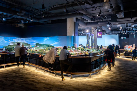 Toronto, ON, Canada - June 4, 2023: Visitors look at the exhibition at miniature attraction of famous Canada places in Little Petite Canada exhibitionのeditorial素材