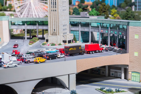 Toronto, ON, Canada - June 4, 2023: View at Niagara Falls miniatue exibit on a miniature landmark of Canada's famous places at Little Petite Canadaのeditorial素材