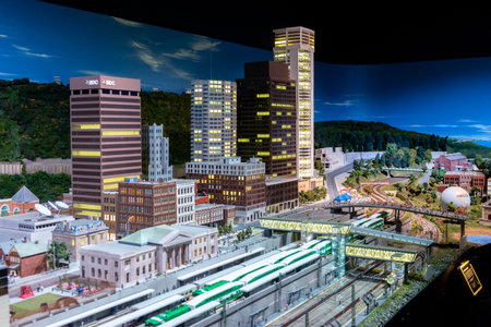 Toronto, ON, Canada - June 4, 2023: View of buildings in Mississauga on a miniature landmark of Canada's famous places at Little Petite Canadaのeditorial素材