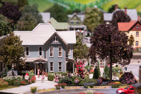 Toronto, ON, Canada - June 4, 2023: View at Niagara Falls miniatue exibit on a miniature landmark of Canada's famous places at Little Petite Canadaのeditorial素材