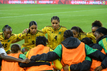Toronto, ON, Canada - September 26, 2023: Jamaica national football team  players together during...