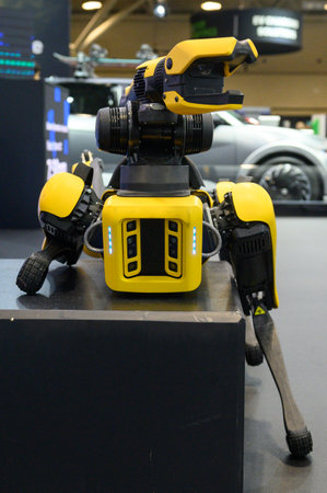 Toronto, ON, Canada - February 16, 2024: Robot Dog Boston Dynamics Hyundai  presented by the Pfaff Auto Group at Metro Toronto Convention Centreのeditorial素材