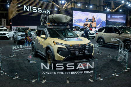 Toronto, ON, Canada - February 16, 2024: Nissan is  presented at Metro Toronto Convention Centreのeditorial素材