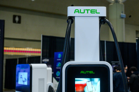 Toronto, ON, Canada - February 16, 2024: Autel charging system presented at Metro Toronto Convention Centreのeditorial素材