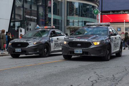 Toronto, ON, Canada - September 4, 2023: A police car patrols the streets of Torontoのeditorial素材