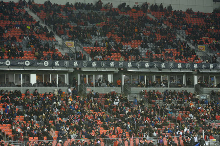 Toronto, ON, Canada -March 23, 2024:    Visitors at the stands during the MLS Regular Season match between Toronto FC (Canada) and  Atlanta United (USA) at BMO Field (Score 2:0)のeditorial素材