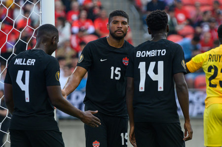 Toronto, ON, Canada - June 27, 2023: Zac Mcgraw #15 looks at during the 2023 Concacaf Gold Cup match between national team of Canada and Guadeloupe (Score 2:2)のeditorial素材