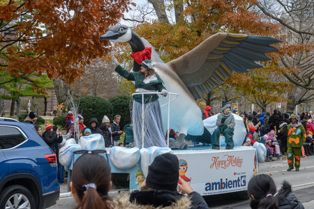 Toronto, ON, Canada â€“ November 23, 2025:  People take part in the 121st Original Santa Claus...