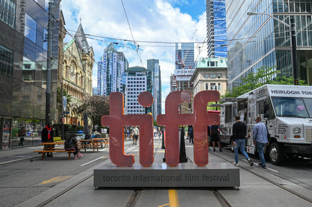 Toronto, ON, Canada - September 7, 2025: Toronto International Film Festival sign on a city street...