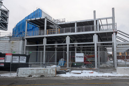 Toronto, ON, Canada - February 20, 2026: BMO Field Toronto Stadium undergoing construction and...