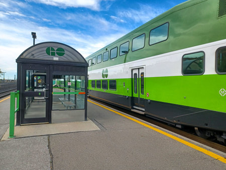 Etobicoke, ON, Canada â€“ October 20, 2024: View of the Mimico Go train station